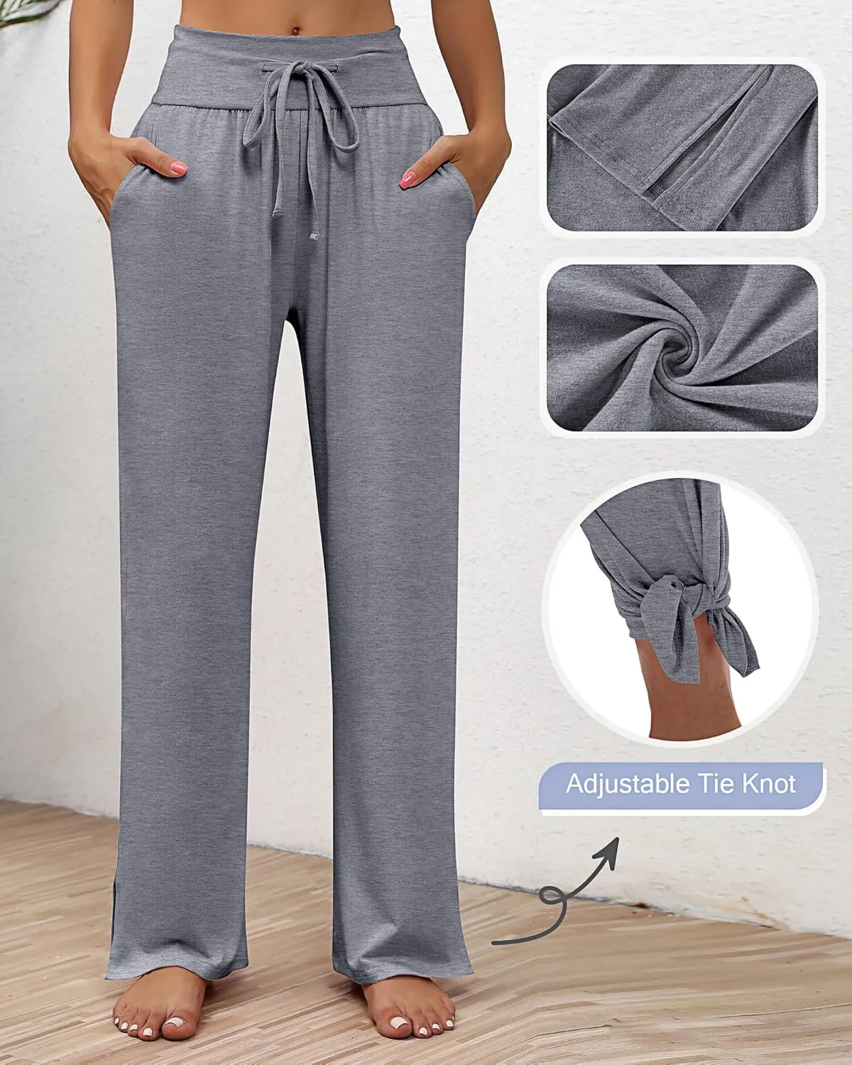Neer 3 Pack Women's Lounge Pants Wide Leg Yoga Sweatpants with Pockets High Waisted Drawstring Lounge Loose Workout Jogger