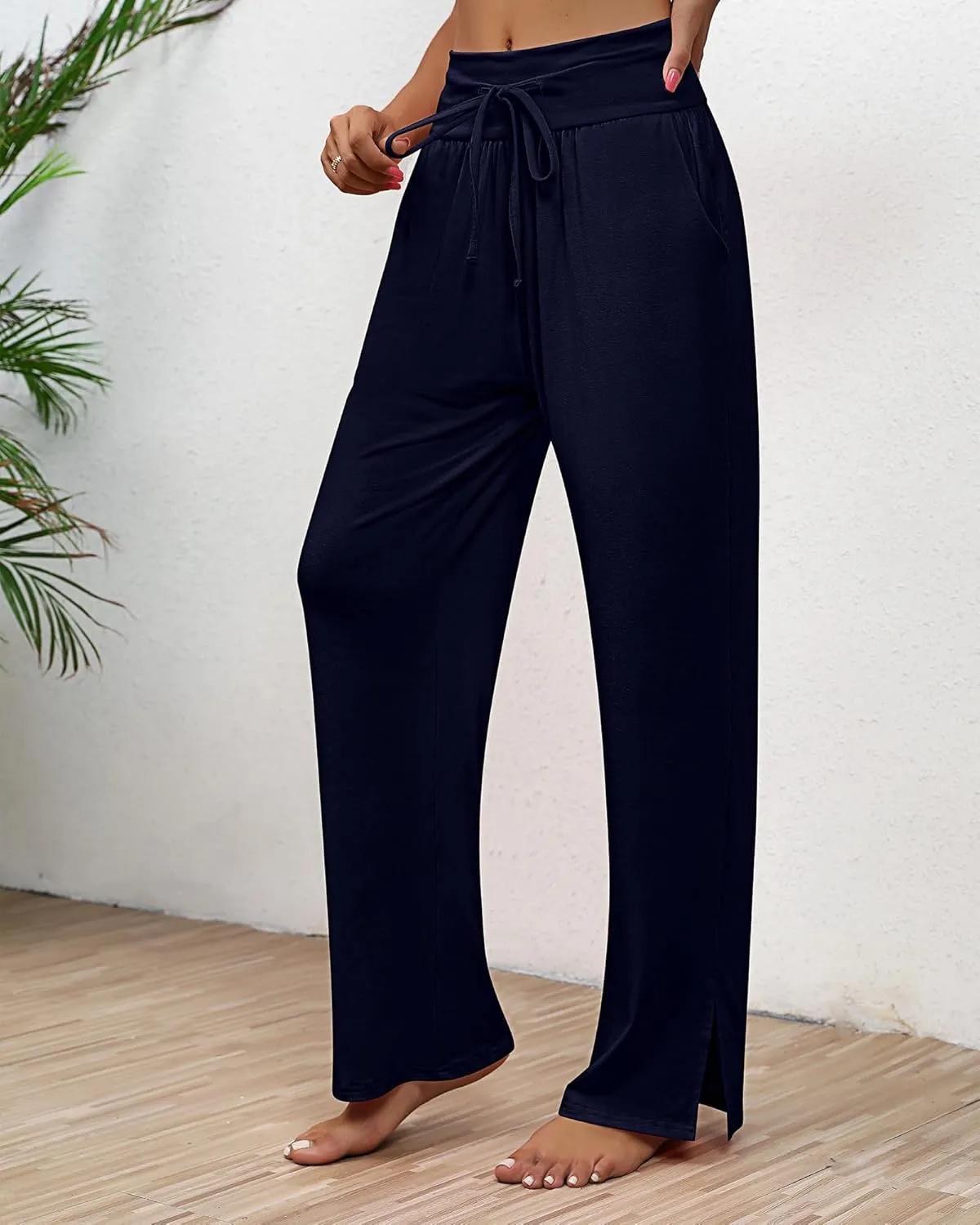 Neer 3 Pack Women's Lounge Pants Wide Leg Yoga Sweatpants with Pockets High Waisted Drawstring Lounge Loose Workout Jogger