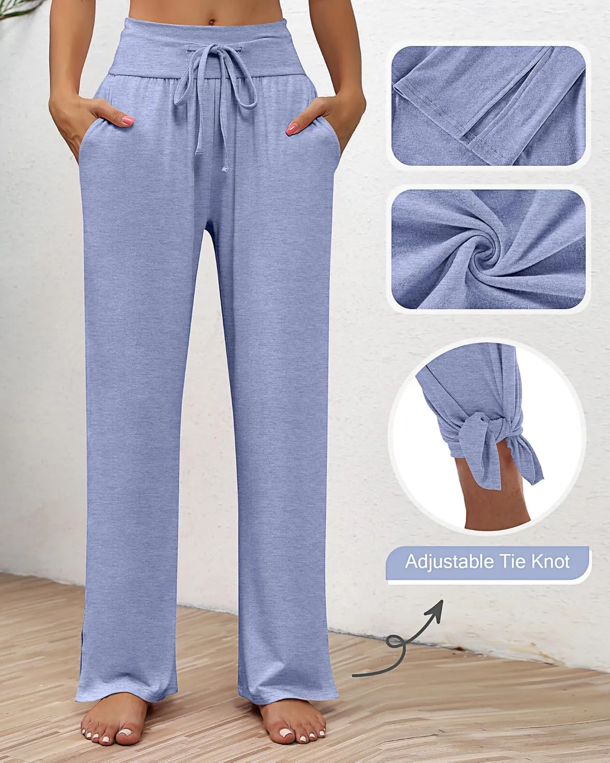 Neer 3 Pack Women's Lounge Pants Wide Leg Yoga Sweatpants with Pockets High Waisted Drawstring Lounge Loose Workout Jogger