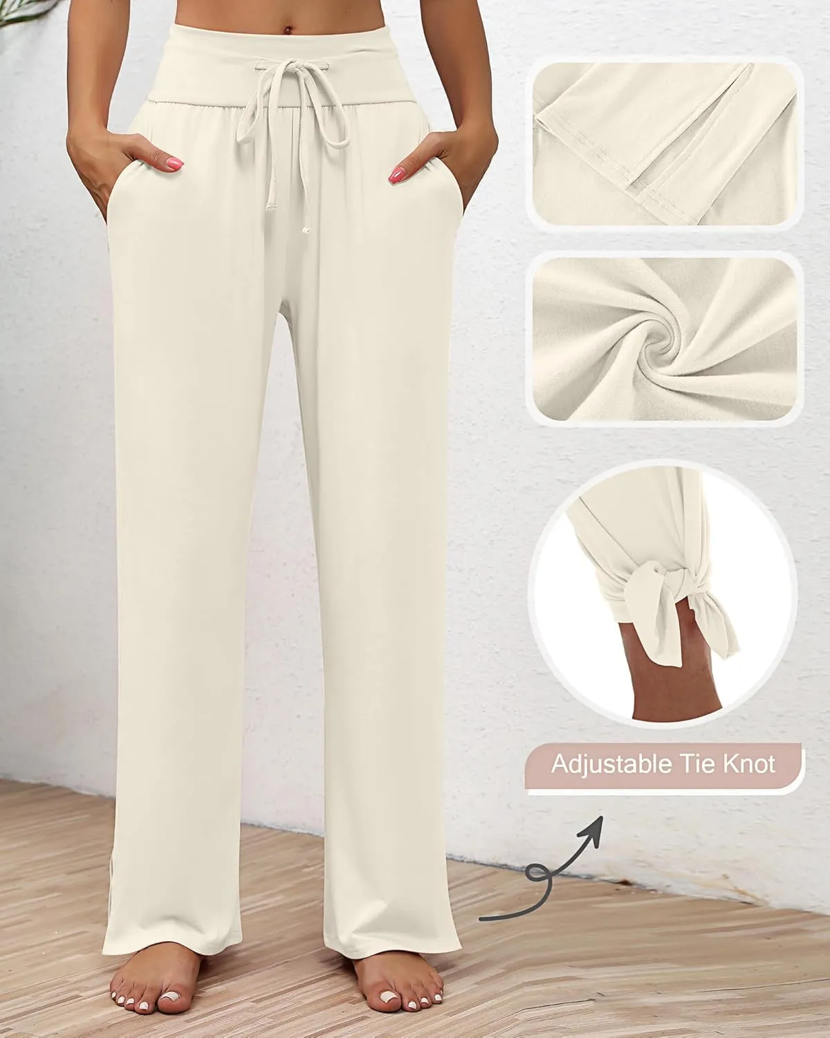 Neer 3 Pack Women's Lounge Pants Wide Leg Yoga Sweatpants with Pockets High Waisted Drawstring Lounge Loose Workout Jogger