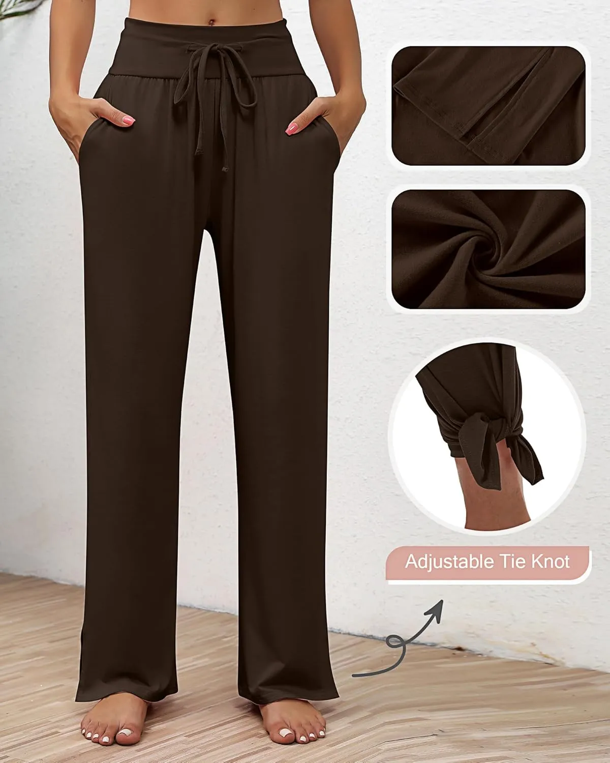 Neer 3 Pack Women's Lounge Pants Wide Leg Yoga Sweatpants with Pockets High Waisted Drawstring Lounge Loose Workout Jogger