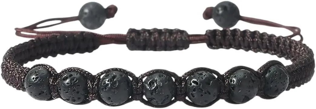New 2025 Prayer Men Black Rope Bracelets Natural Onyx Volcanic Stone Bracelet Adjustable Balance Bangle Women Handmade Jewelry Findings Gift Fashion Trendy Accessories Creative