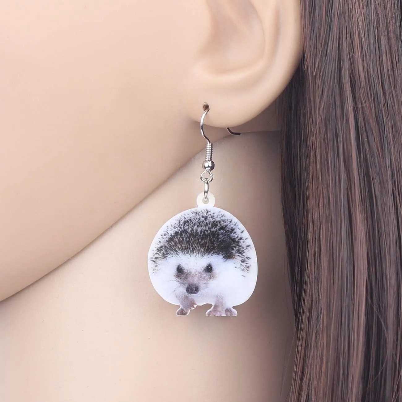 NEWEI Acrylic Hedgehog Earrings Drop Dangle Cute Animal Jewelry For Women Gift Accessories Charms