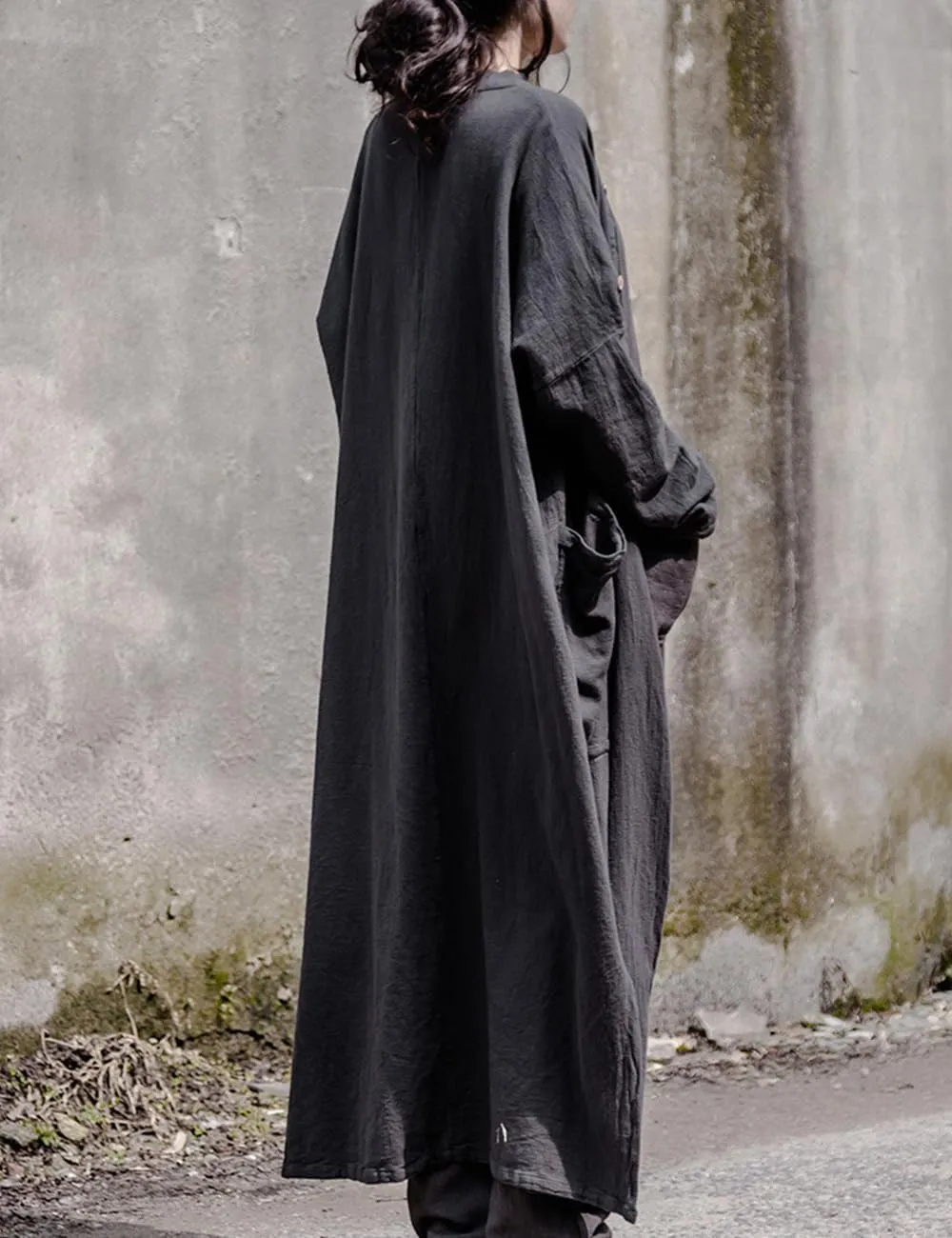 NFYM Women Long Length Trench Coat Open Front Cardigan Kimono Long Sleeve Maxi Duster with Pockets