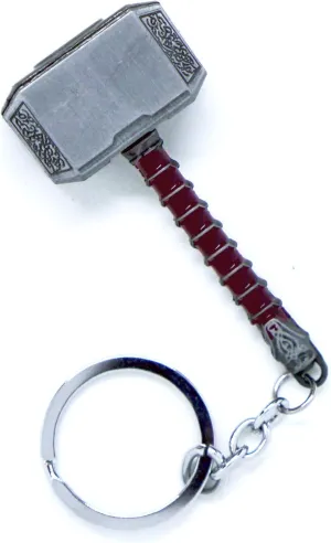 Nidavellir Mjolnir Key Chain Avengers Thor Hammer Keychain Hammer Key Ring (Silver)
