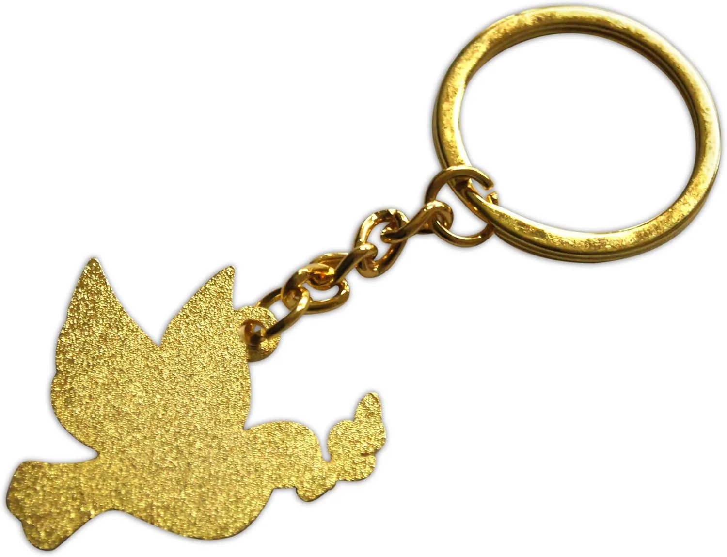 Novel Merk White Dove with Olive Branch Enamel Keychain with Key Ring