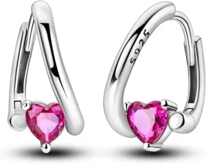 Parmuz 925 sterling Silver Huggie hoop earring for woman Post Pave Cubic Zirconia Cuff Small Hoop Chunky Earrings Jewelry Gift