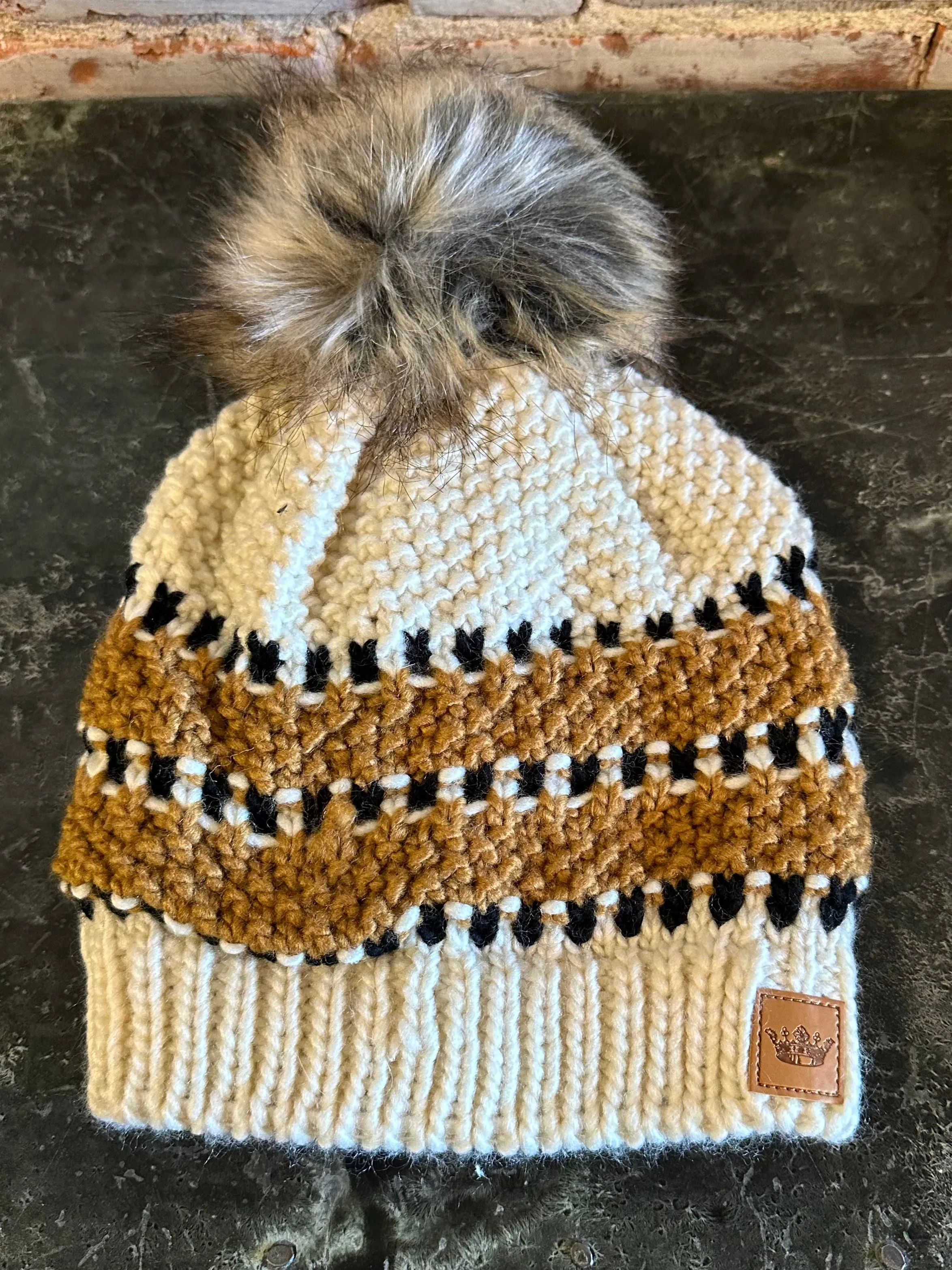 Patterned Pom Hat