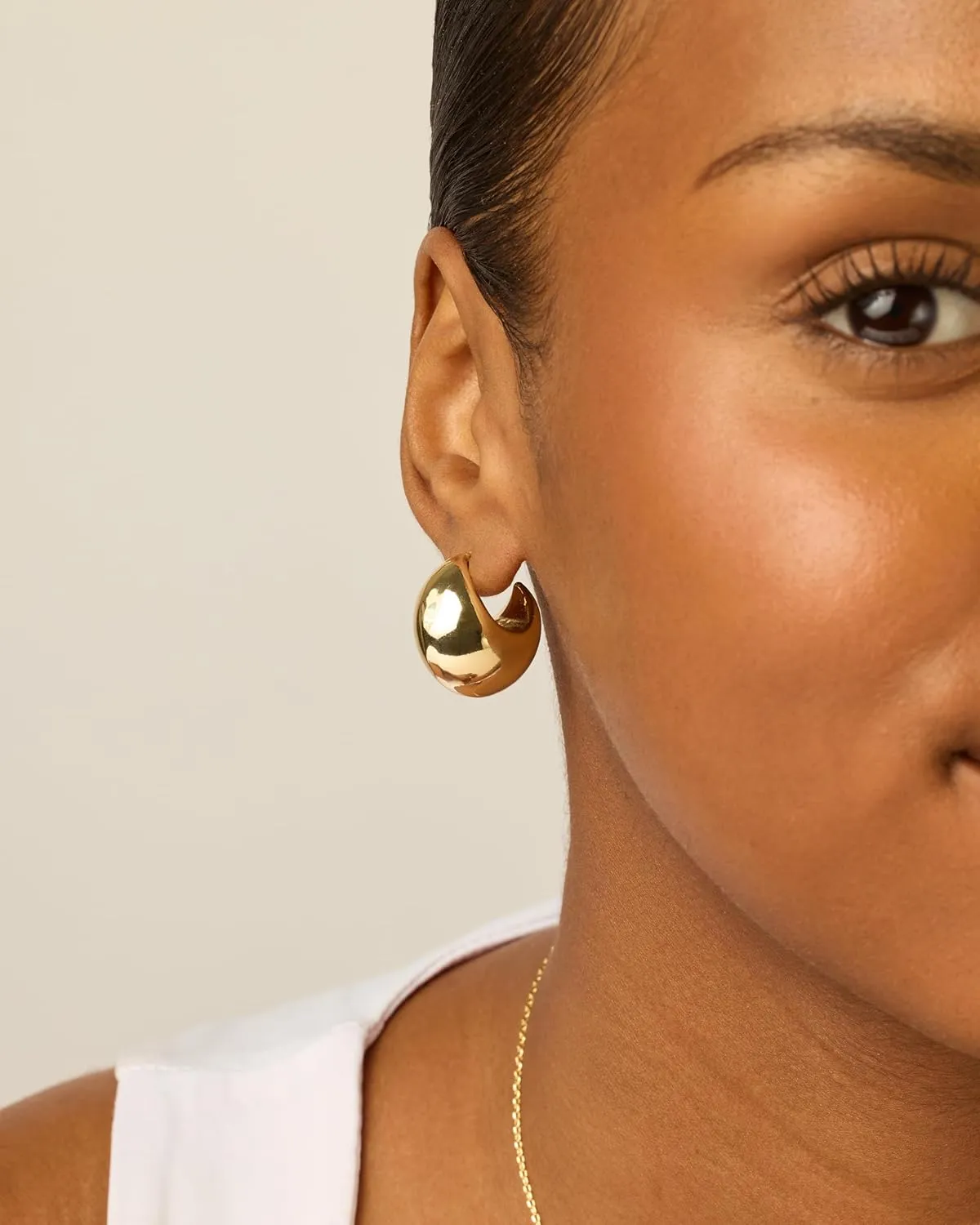 PAVOI 14K Gold Plated Sterling Silver Posts Statement Earrings for Women - Geometric Dome Teardrop Drop Dangle Hoop Chunky Gold Earrings