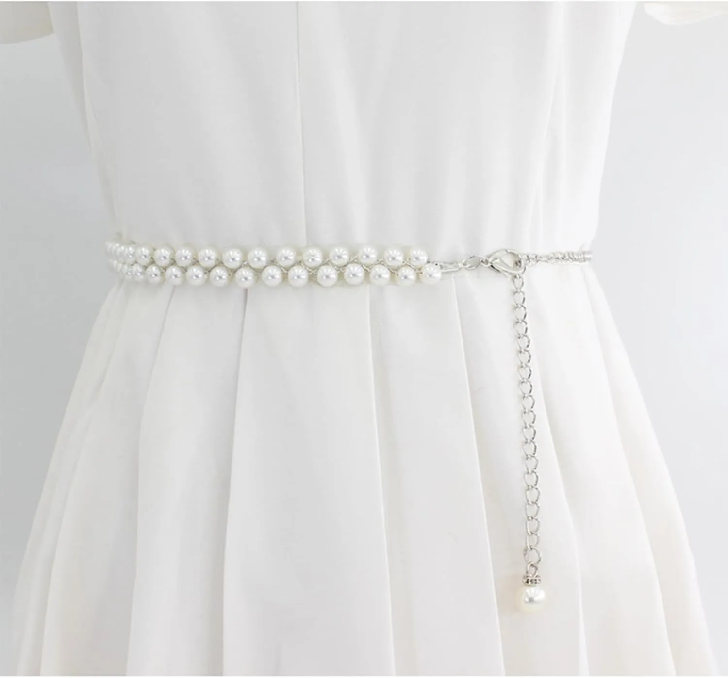Pearl Belts for Formal Women Dress Pearl Waist Chain for Women Layered Waist Chain Belt Handmade Pearl Body Chain Charm Bridal Dresses Belt Adjustable Accessory for womenFashion Jewelry Gifts