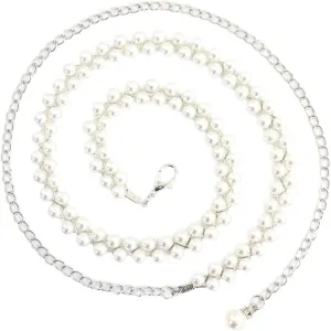 Pearl Belts for Formal Women Dress Pearl Waist Chain for Women Layered Waist Chain Belt Handmade Pearl Body Chain Charm Bridal Dresses Belt Adjustable Accessory for womenFashion Jewelry Gifts