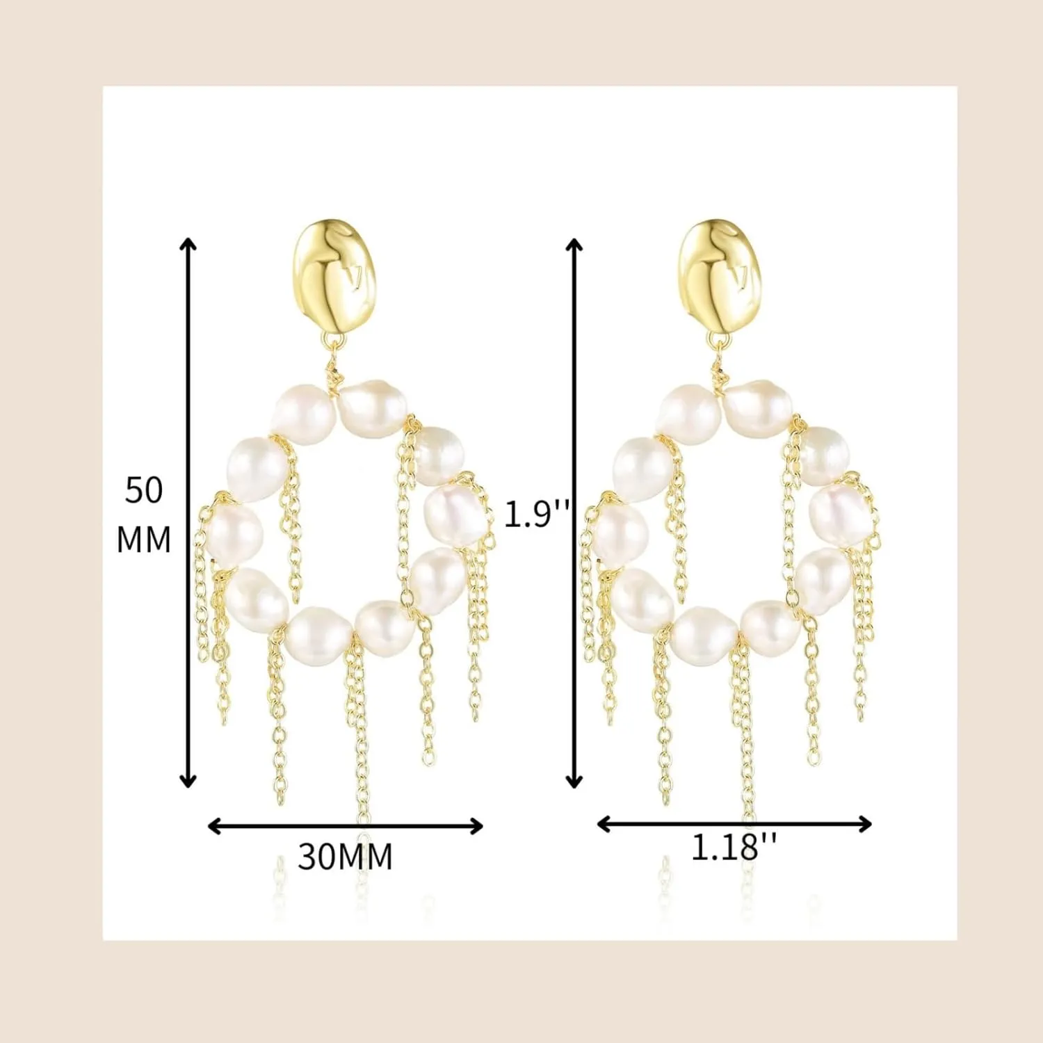 Pearl Earrings for Women - Pearl Drop Earrings for Women - Freshwater Pearl Earring Jewelry Lucky Gifts for Mom Lover Girls Her (925 Sterling Silver with Gold Plated) 1