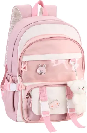 Phaoullzon Kawaii Backpack for Girls School Bookbag Cute Anime Backpacks with Pins and Pendant