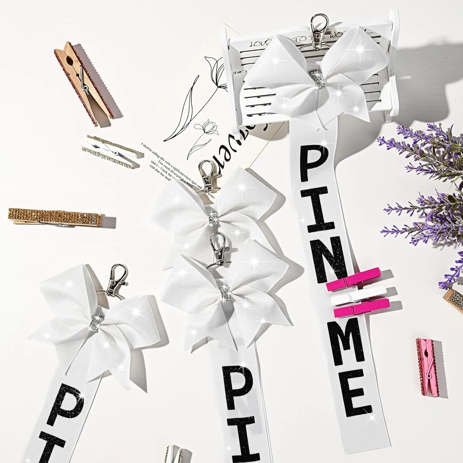 Pin Me Ribbon Cheer Bag Bow Keychain Cheerleading Pin Holder Cheer Accessories