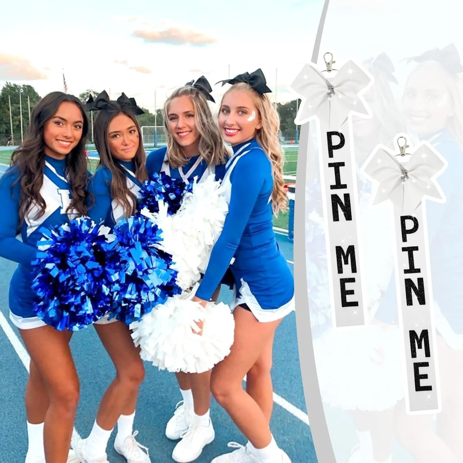 Pin Me Ribbon Cheer Bag Bow Keychain Cheerleading Pin Holder Cheer Accessories