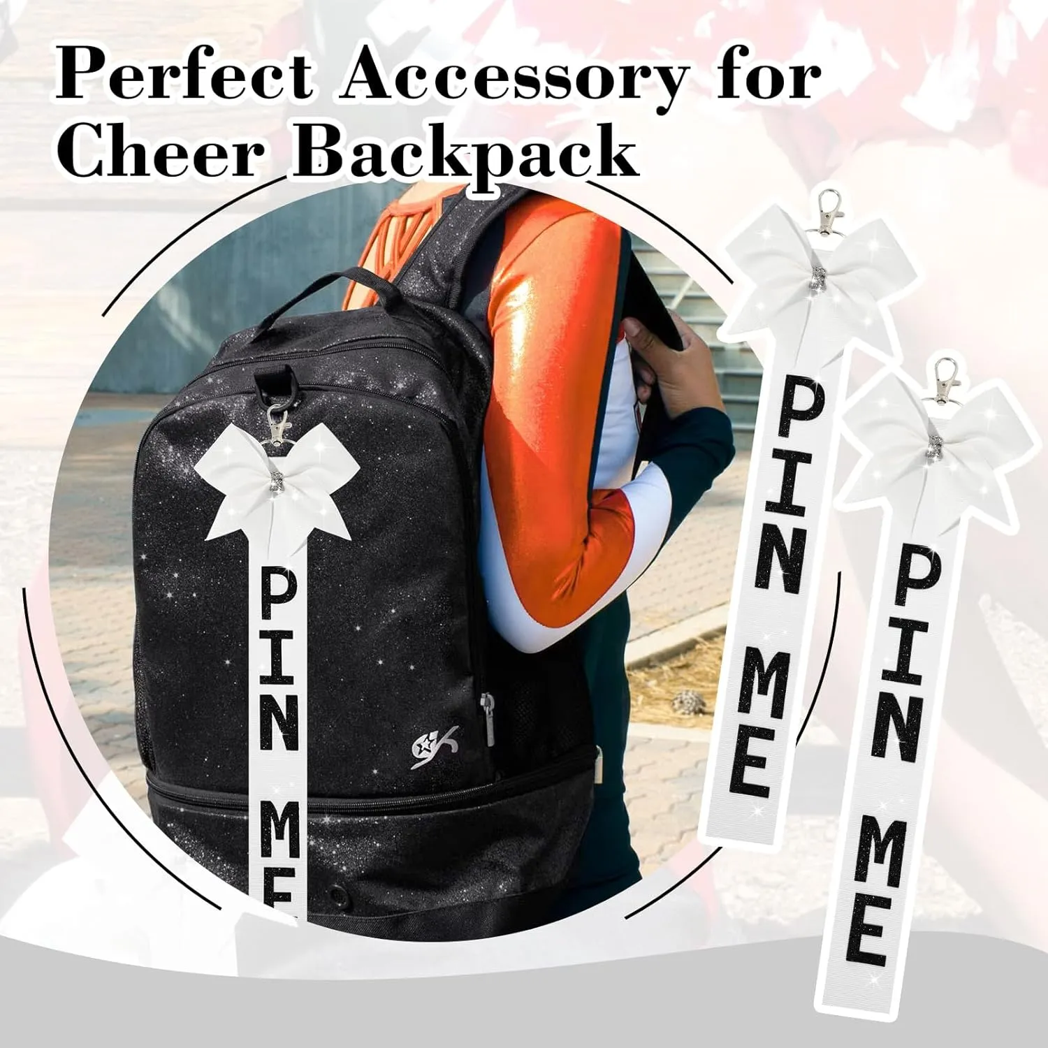 Pin Me Ribbon Cheer Bag Bow Keychain Cheerleading Pin Holder Cheer Accessories