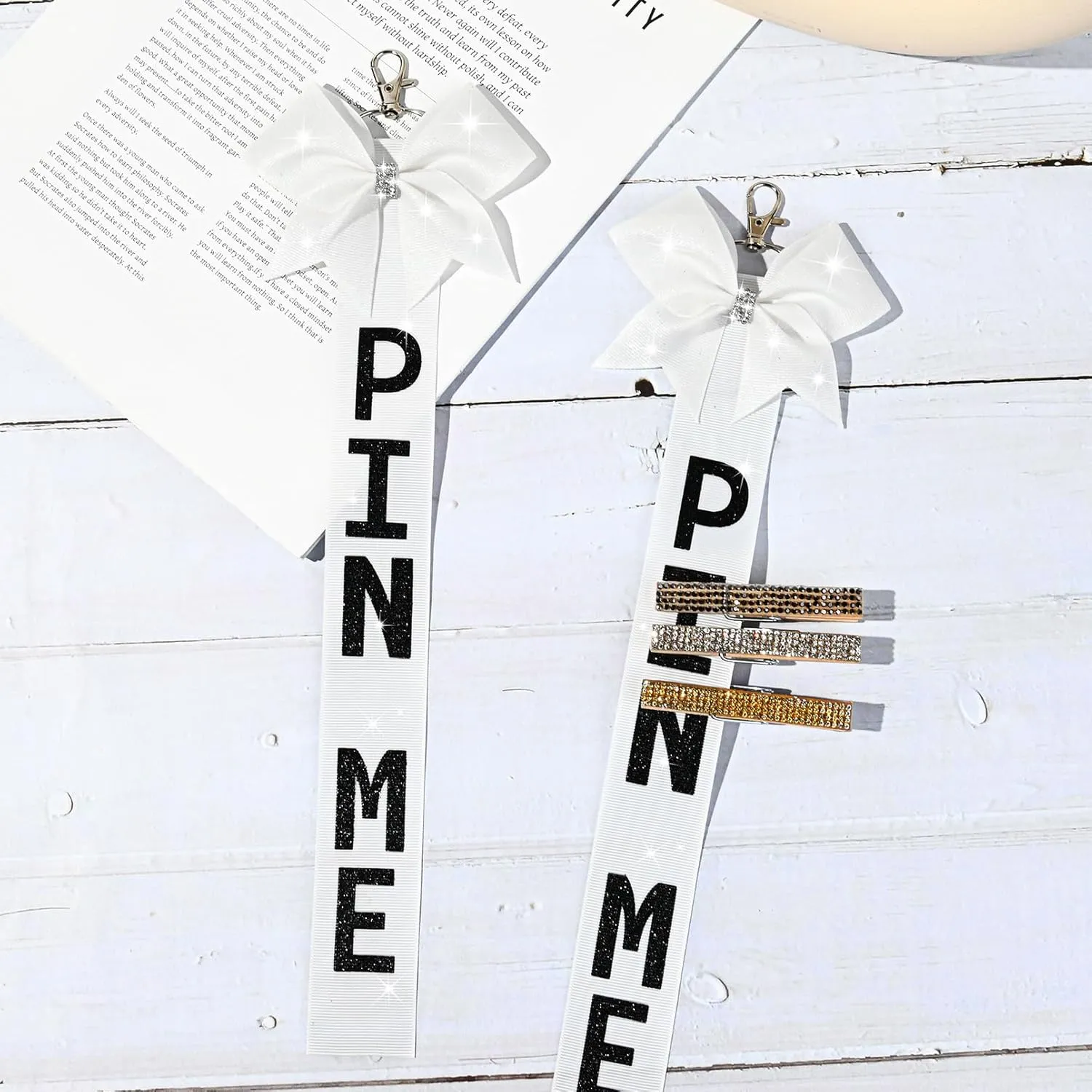 Pin Me Ribbon Cheer Bag Bow Keychain Cheerleading Pin Holder Cheer Accessories