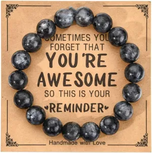 Pingyongchang Inspirational Bracelets for Women Natural Stone Crystal Relief Anxiety Yoga Chakra Bracelet Gifts for Birthday Christmas Mothers day Valentines Teacher Appreciation Friend Men