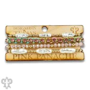 Pink Panache Rhinestone Slide & Bead Bracelet Set  Blush & Gold