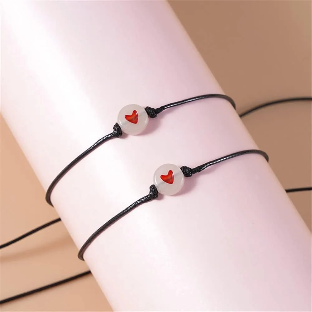 Pinky Promise Bracelet for Women Men Lucky Bead Love Heart Couple Bracelets Teen Girls Friendship BFF Glow in the Dark Jewelry