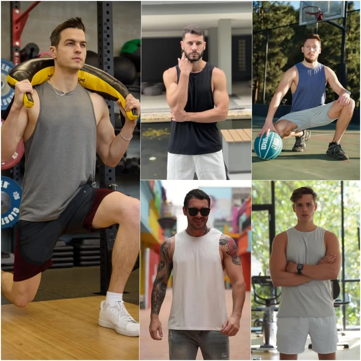 PINSPARK Men's 3 Pack Gym Tank Tops Workout Quick Dry Athletic Tank Top for Men Multipack Sleeveless Beach Swimming Shirts