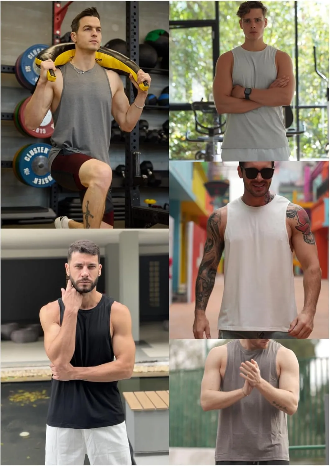 PINSPARK Men's 3 Pack Gym Tank Tops Workout Quick Dry Athletic Tank Top for Men Multipack Sleeveless Beach Swimming Shirts