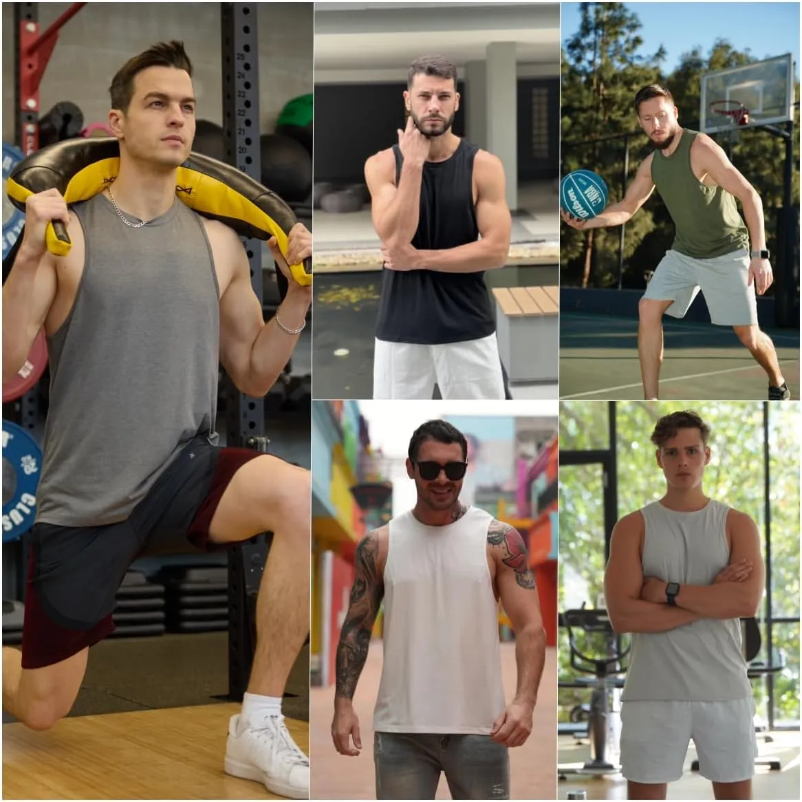 PINSPARK Men's 3 Pack Gym Tank Tops Workout Quick Dry Athletic Tank Top for Men Multipack Sleeveless Beach Swimming Shirts