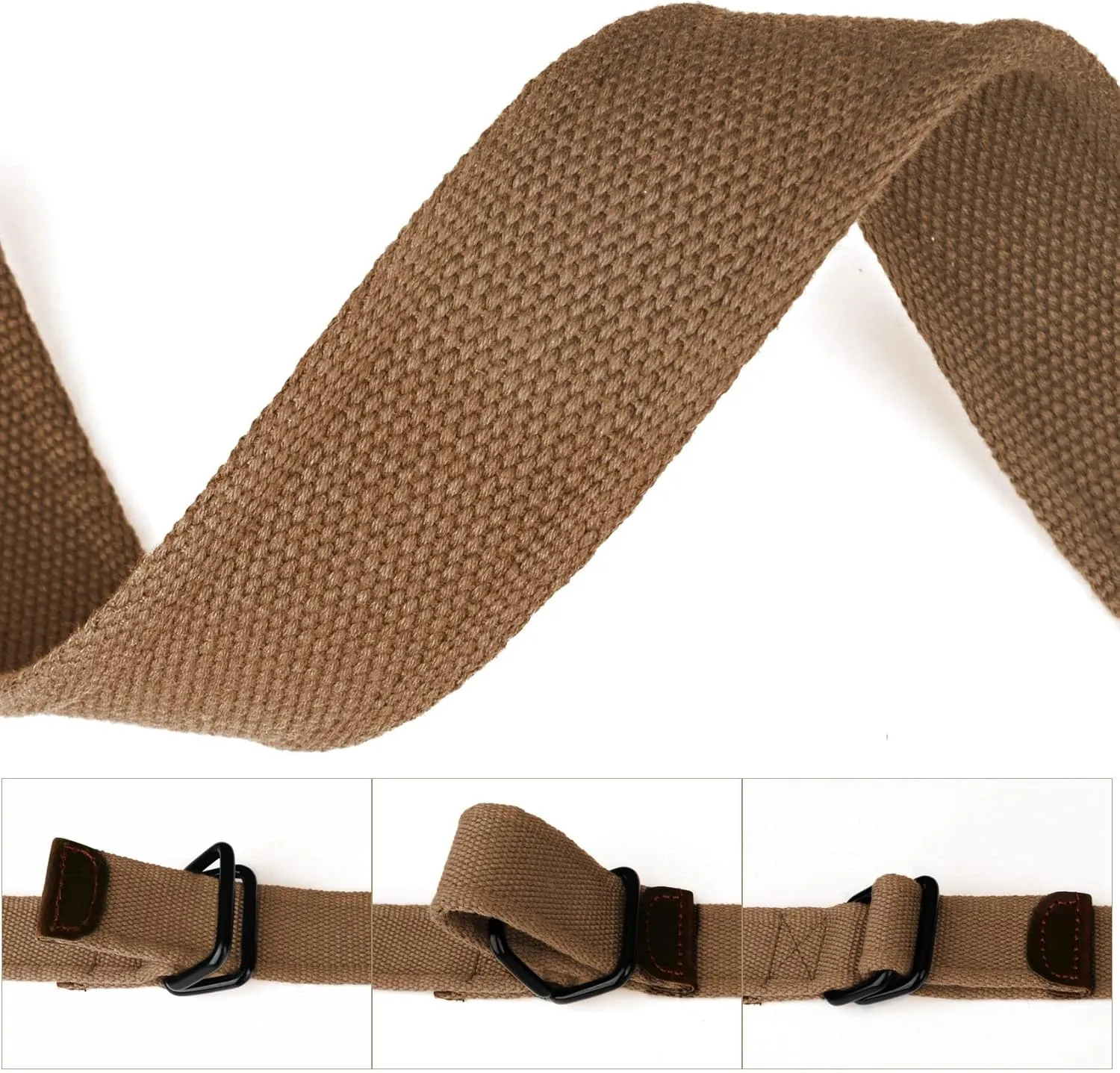 Plus Size 39-75'' Long Double Ring Big Mens Canvas Fabric Cloth Belts Black