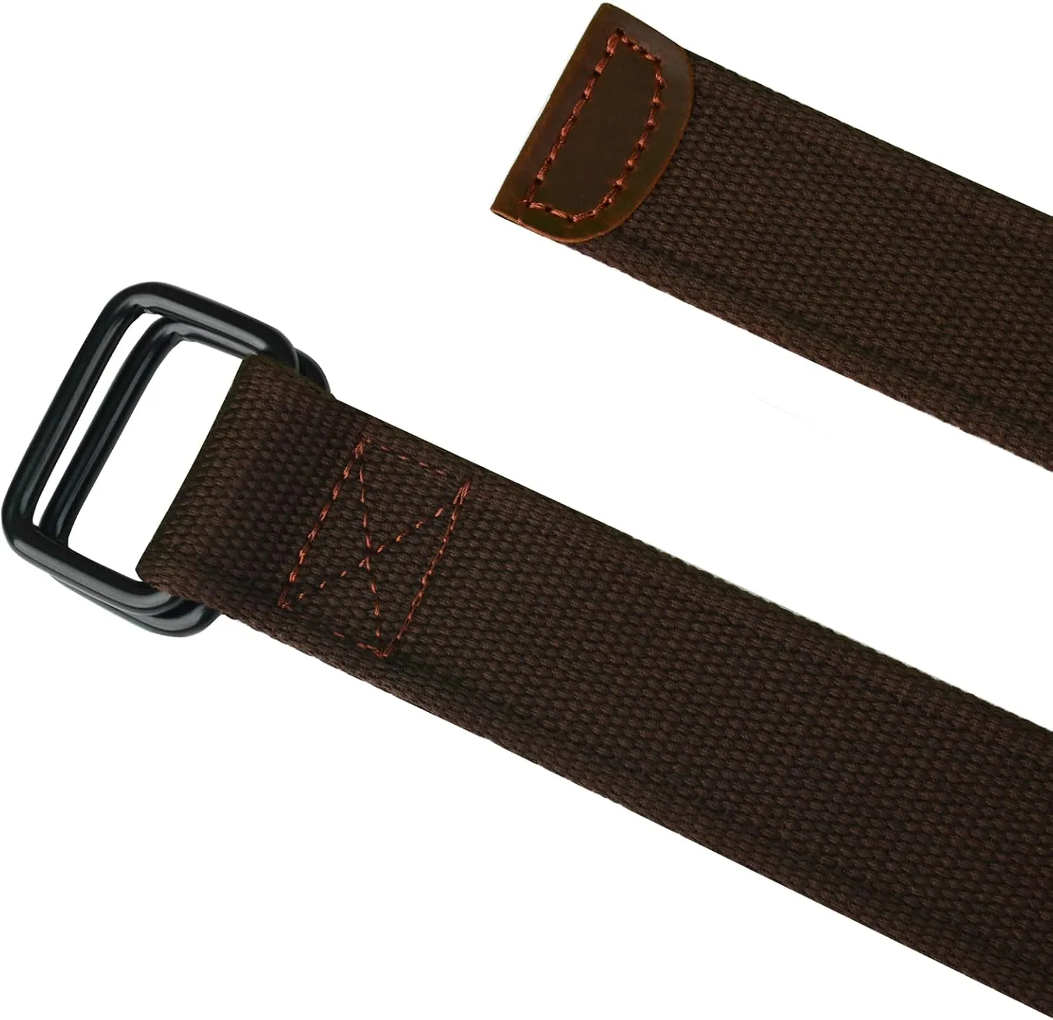 Plus Size 39-75'' Long Double Ring Big Mens Canvas Fabric Cloth Belts Black