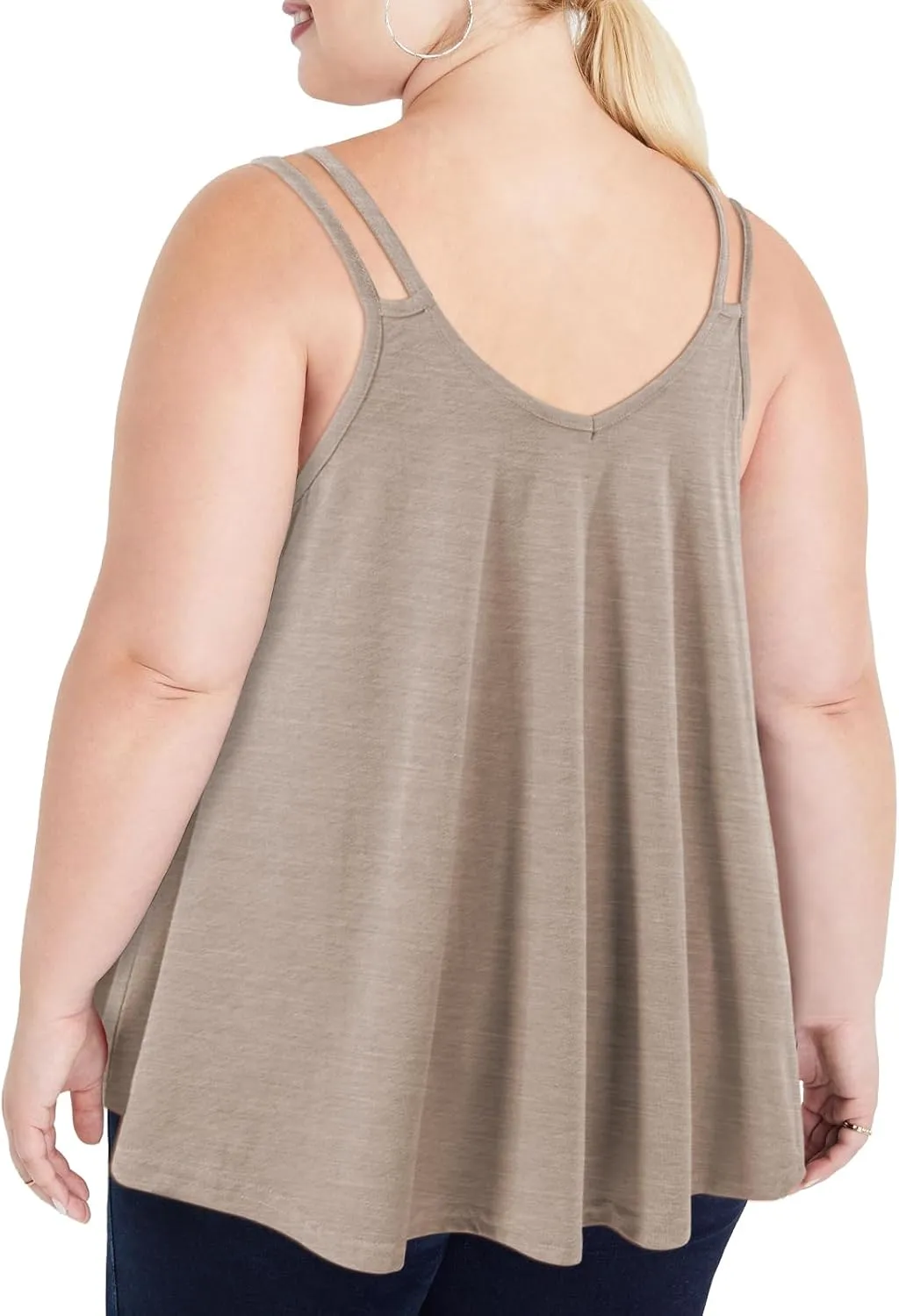 Plus Size Tank Tops for Women Flowy V Neck Spaghetti Strap Camisole Summer Sleeveless Casual top