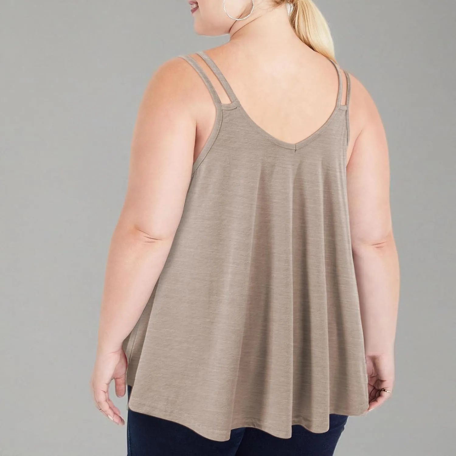 Plus Size Tank Tops for Women Flowy V Neck Spaghetti Strap Camisole Summer Sleeveless Casual top