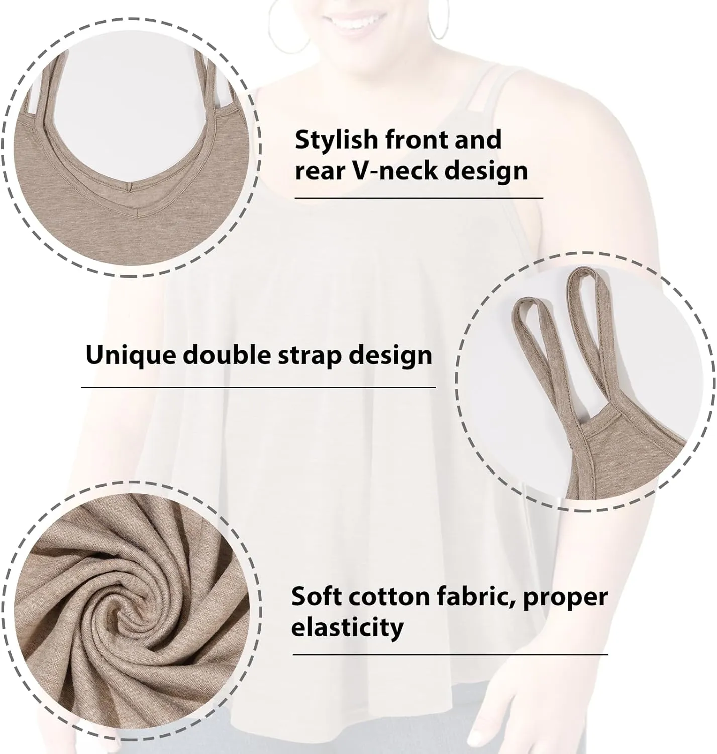 Plus Size Tank Tops for Women Flowy V Neck Spaghetti Strap Camisole Summer Sleeveless Casual top