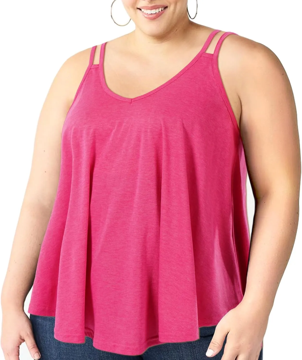 Plus Size Tank Tops for Women Flowy V Neck Spaghetti Strap Camisole Summer Sleeveless Casual top