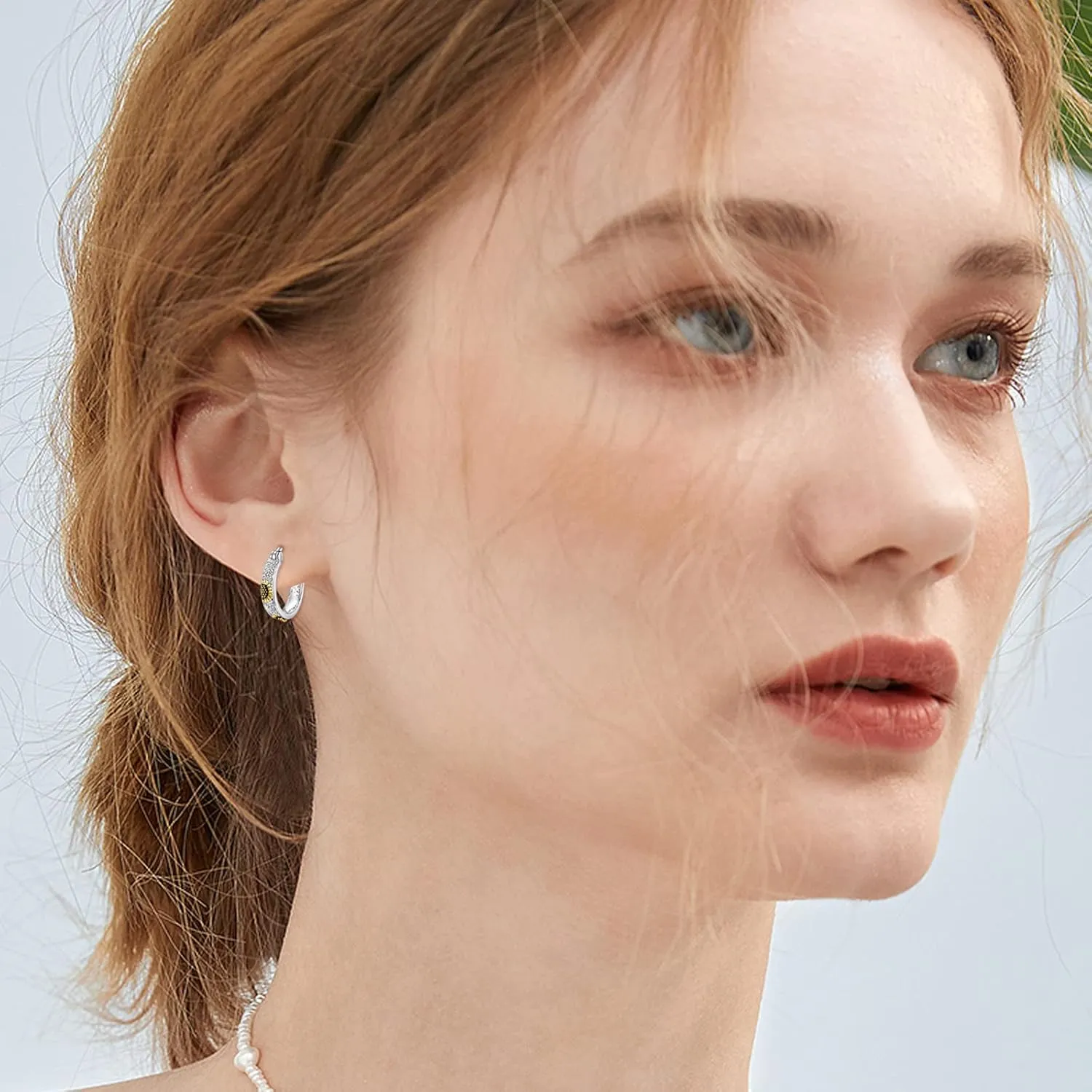 POPLYKE Sterling Silver Flower Hoops Earrings Small Huggie Earrings Jewelry Gift for Women