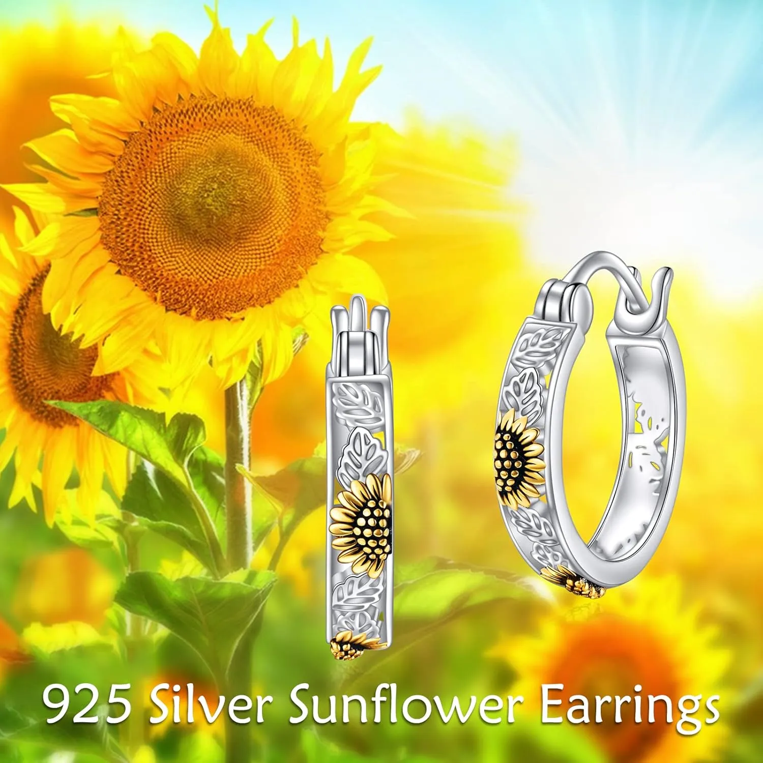 POPLYKE Sterling Silver Flower Hoops Earrings Small Huggie Earrings Jewelry Gift for Women