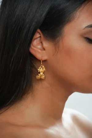 Pre-Columbian Frog Earrings - Gold Finish