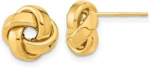 Real 14k Yellow Gold Love Knot Post Studs Earrings 9mm