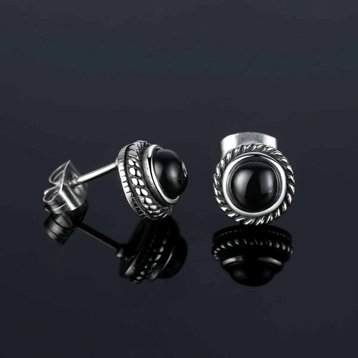 REVEMCN Jewelry Silver Tone Stainless Steel Vintage Stud Earrings for Men Women, Various Styles