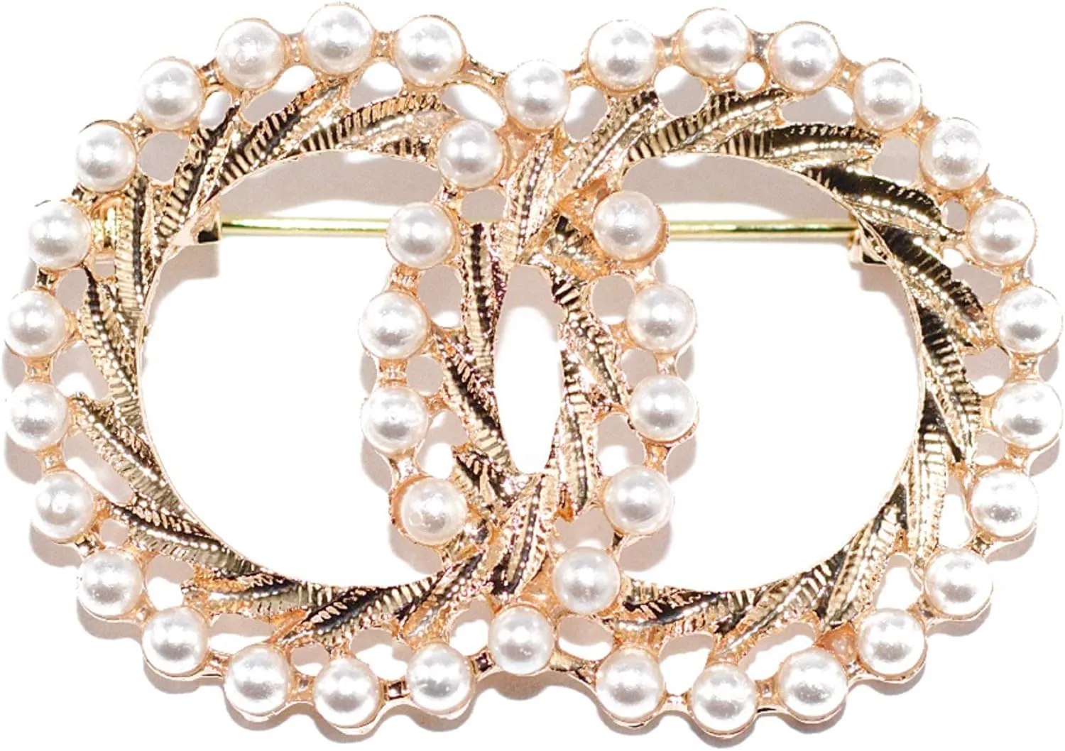 ROFARSO Round Brooch Pins for Women Fashion Jewelry, Faux Pearl Accessory for Party Wedding Gift, Gift for Women Girl