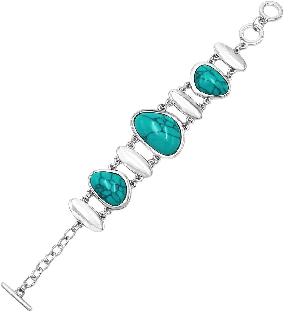 Rosemarie & Jubalee Women's Western Style Design Semi Precious Howlite Stone Toggle Closure Bracelet