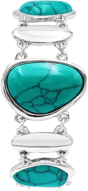 Rosemarie & Jubalee Women's Western Style Design Semi Precious Howlite Stone Toggle Closure Bracelet