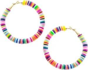 Rosemarie Collections Women's Hypoallergenic 55mm Rainbow Bands Hoop Earrings