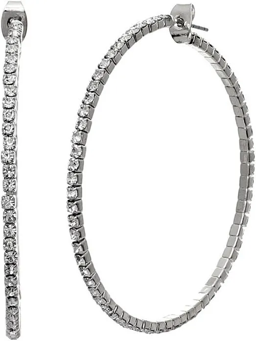 Rosemarie Collections Women's Hypoallergenic Clear Crystal Rhinestone Rainbow Memory Wire Hoop Earrings