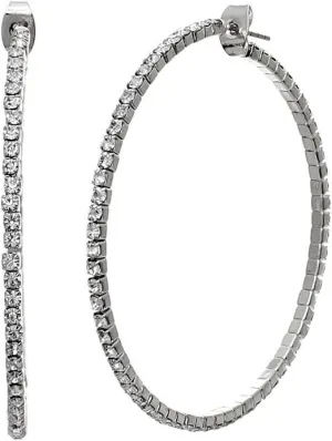 Rosemarie Collections Women's Hypoallergenic Clear Crystal Rhinestone Rainbow Memory Wire Hoop Earrings