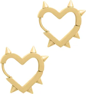 Sacina Huggie Hoop Spike Heart Earrings, Gothic Punk Grunge Emo Y2k Earrings, Goth Jewelry, Christmas Jewelry Gift For Women