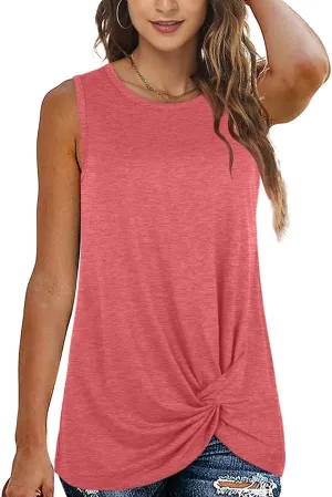 SAMPEEL Womens Tank Tops Twist Knot Summer Sleeveless
