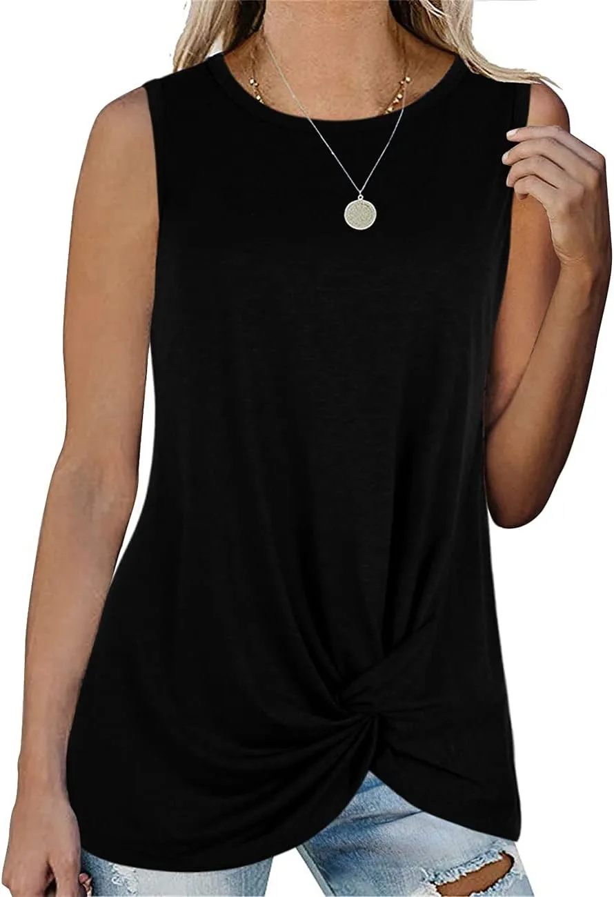 SAMPEEL Womens Tank Tops Twist Knot Summer Sleeveless