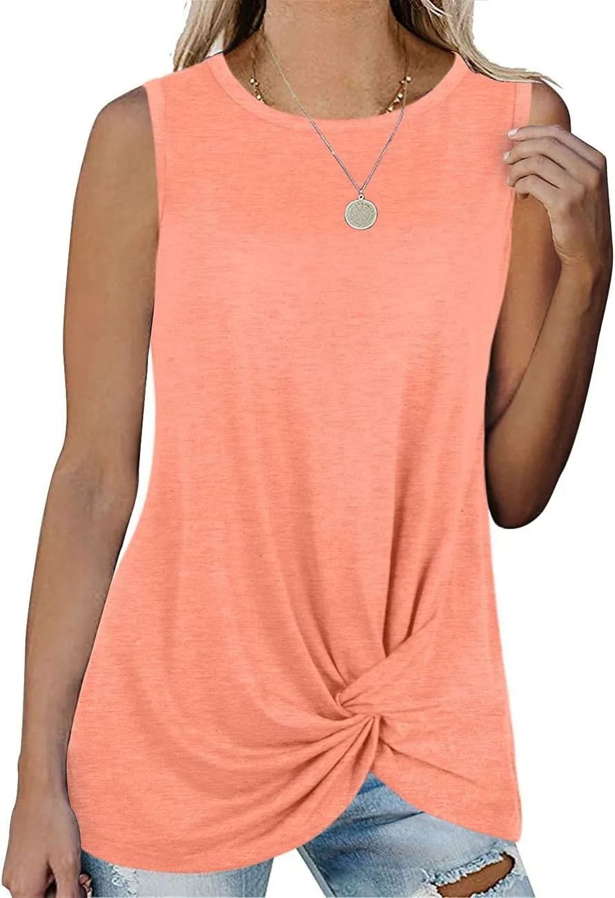 SAMPEEL Womens Tank Tops Twist Knot Summer Sleeveless