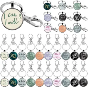 Sasylvia Inspirational Keychain Bulk Key Ring for Women Men Teacher Employee Appreciation Positive Office Business Favors