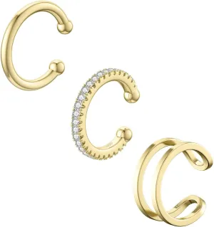 SEVENWELL 14K Gold Ear Cuff No Piercing Adjustable Cartilage Earrings 925 Sterling Silver Ear Clip Fake Earrings
